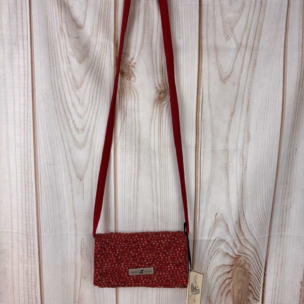 Isabella's Journey Crossbody Bag Textured Cobblestone Wallet with Strap Red - Picture 9 of 16